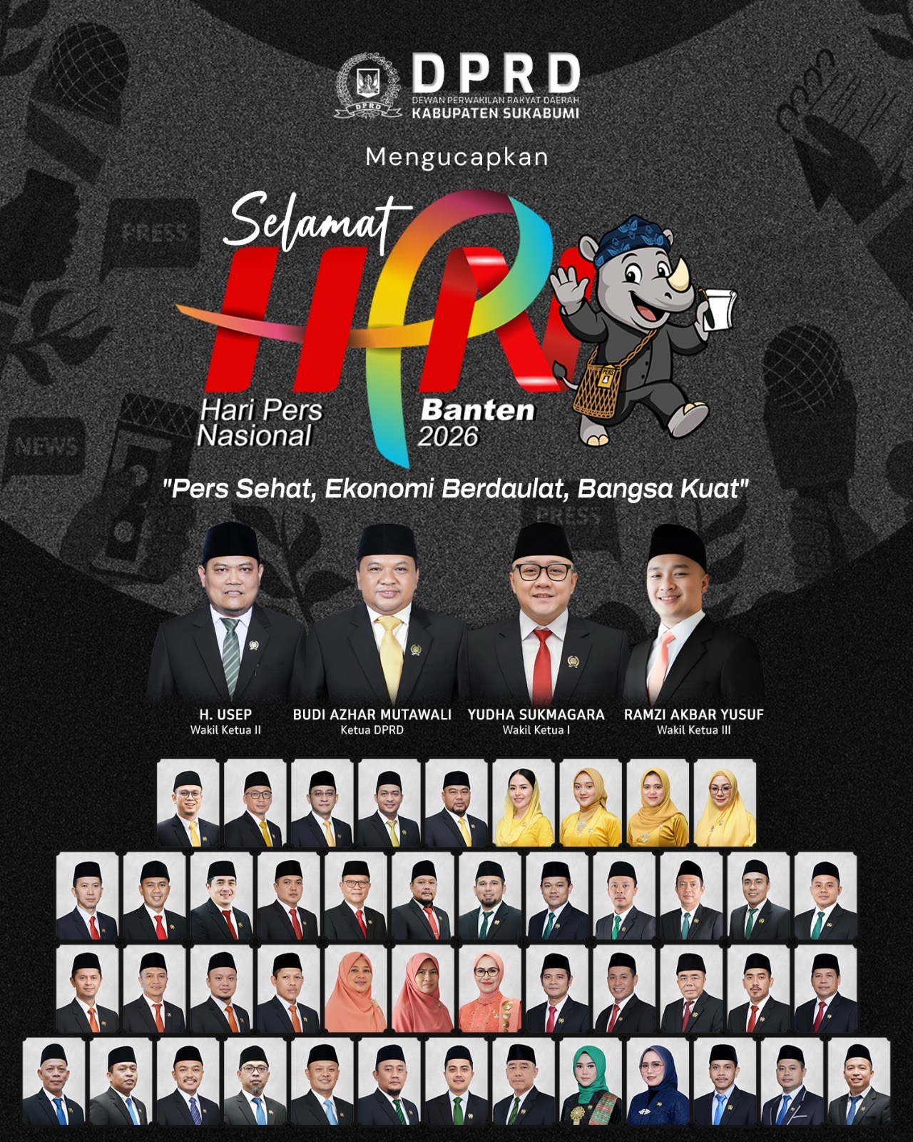 DPRD Kabupaten Sukabumi Mengucapkan Hari Pers Nasional 09 Februari 2026 "Pers Sehat Ekonomi Berdaulat Bangsa Kuat"